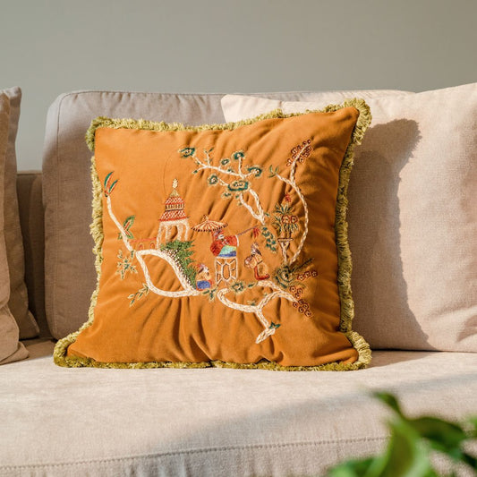 GOLD CHINOISERIE CUSHION