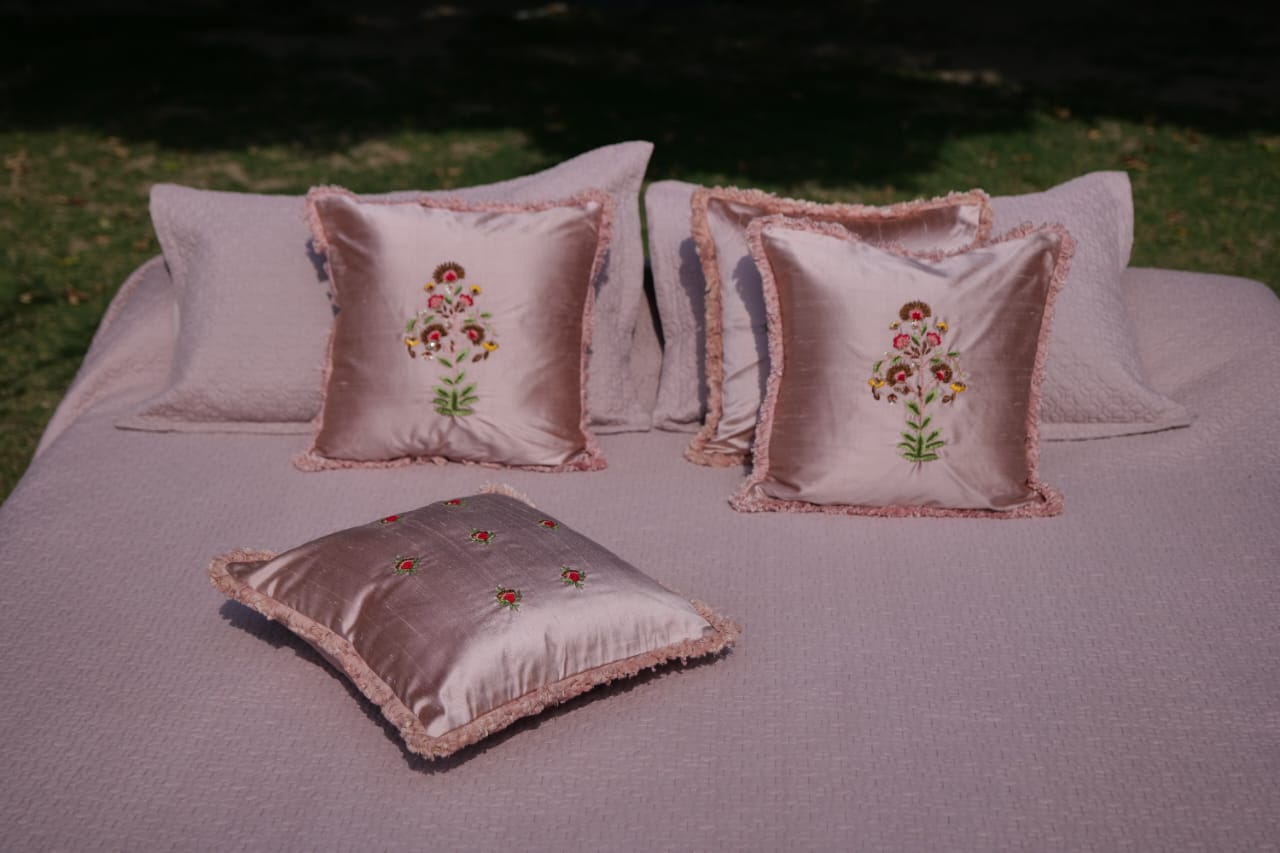 Silk Hand Embroidered Cushion