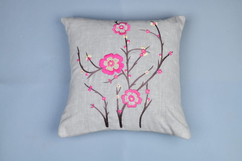 Hand embroidered cushion